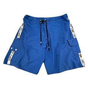 AFTCO Bluewater Blue Board Shorts Mens 36 Fishing Boating Surf Swim Outdoor Wear